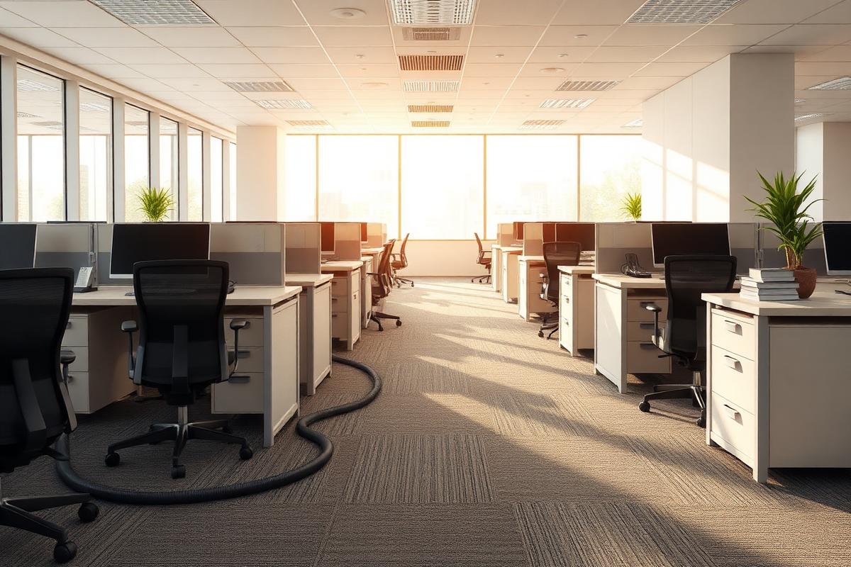 Tidy office interior after commercial cleaning